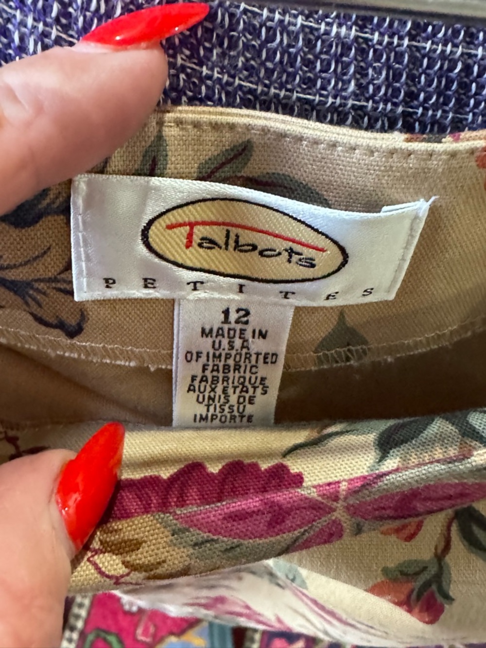 Talbots Beige Pencil Skirt with Pink and Purple Floral Print - Picture 2 of 4